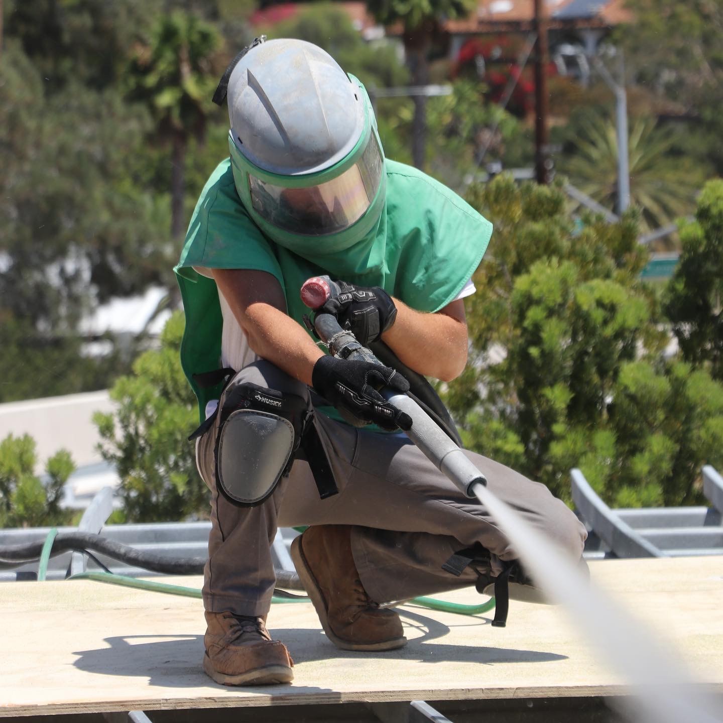 Sandblasting in action